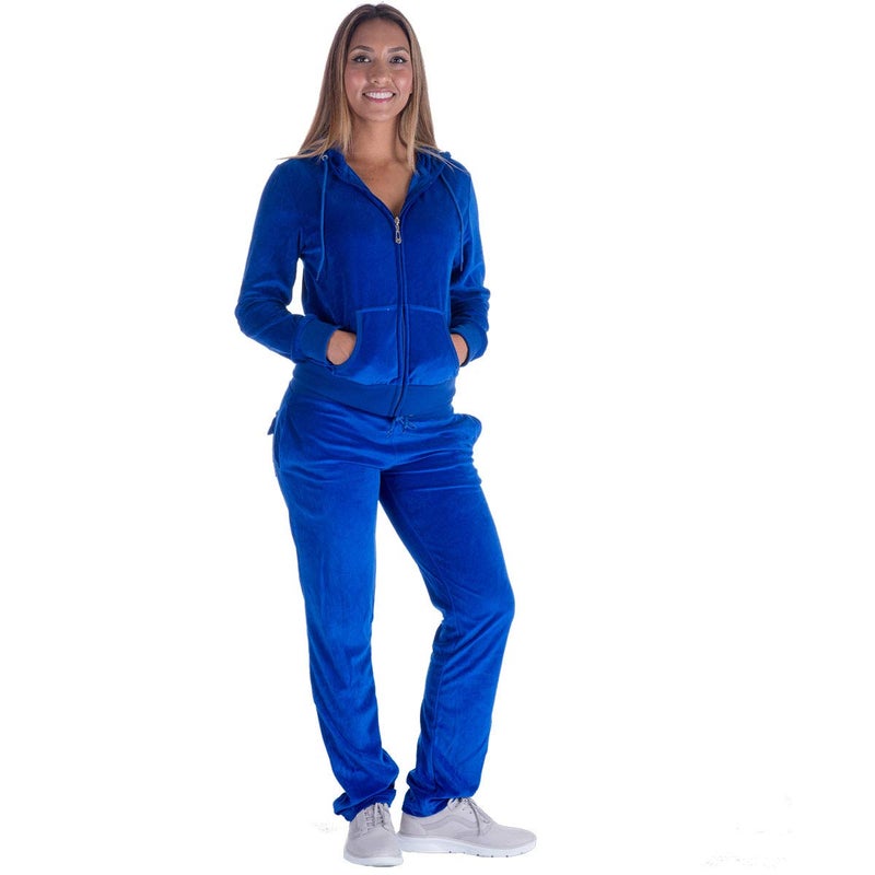 Facitisu Tracksuit for Women Set 2 Piece Joggers Velour Jogging Sweat Outfits Hoodie and Sweatpants Set L, Royal - Image 1